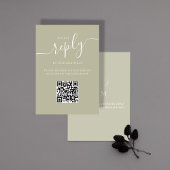 QRコードウェディングRSVPスクリプトセージグリーン エンクロージャーカード