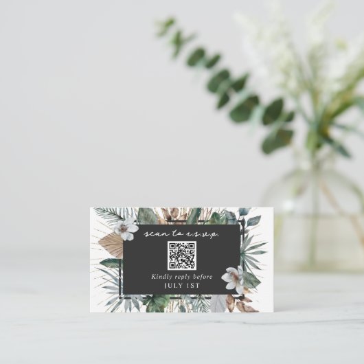 QRコードウェディングRSVP熱帯植物園区 エンクロージャーカード (スタンド正面)