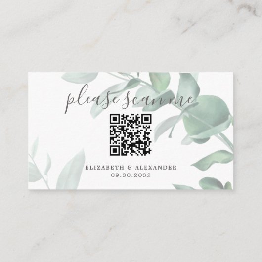 QRコードウェブサイトモダンeucalyptus botanical エンクロージャーカード (裏面)