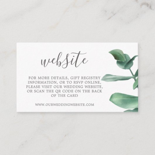 QRコードウェブサイトモダンeucalyptus botanical エンクロージャーカード (正面)