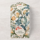 QRコードウォーターカラーチューリップWilliam Morris 結婚's オールインワン招待状 (外側)