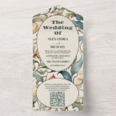 QRコードウォーターカラーチューリップWilliam Morris 結婚's オールインワン招待状 (内側)