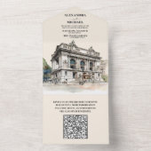 QRコードウォーターカラーニューヨーク行き先結婚式 オールインワン招待状 (内側)