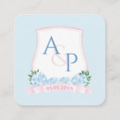 QRコードウォーターカラーピンクブルーウェディングRSVP エンクロージャーカード (裏面)