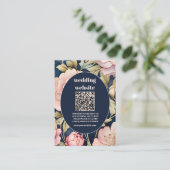 QRコードウォーターカラーピンク牡丹アールヌーボー結婚ズ エンクロージャーカード (スタンド正面)