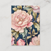 QRコードウォーターカラーピンク牡丹アールヌーボー結婚ズ エンクロージャーカード (裏面)