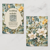 QRコードウォーターカラーホワイトリリーアールヌーボー結婚ズ エンクロージャーカード (正面/裏面)