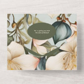 QRコードウォーターカラーホワイトリリーアールヌーボー結婚ズ オールインワン招待状 (裏面)