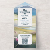 QRコードウォーターカラー山松林結婚ズ オールインワン招待状 (内側)