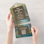 QRコードウォーター色フローラ春結婚山 オールインワン招待状 (貼ってはがせる)