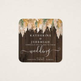 QRコードウッドパンパスグラス結婚式招待状