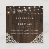 QRコードウッドライトレース結婚のレジストリ エンクロージャーカード (正面)