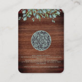 QRコードウッド素朴ユーカリ結婚式招待状 エンクロージャーカード (裏面)