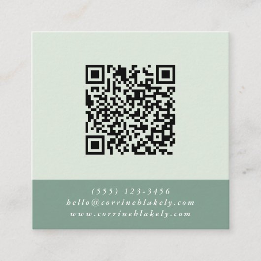 QRコードウ連絡ェブトミントカラーブロック スクエア名刺 (正面)