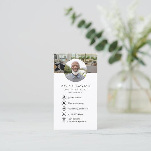 QRコードエステート実在エージェントのフォトロゴ 名刺 (スタンド正面)