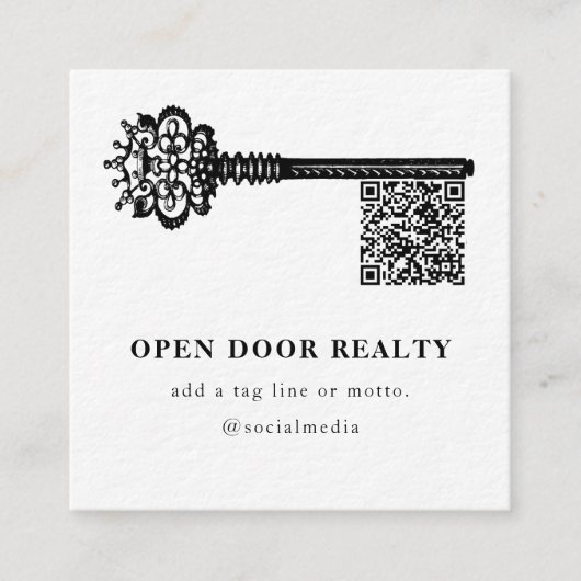 QRコードエステート実在スユニークスキャナブル鍵 スクエア名刺 (正面)