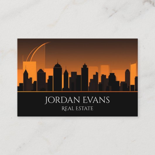 QRコードエステ実在ートシティスカイラインオレンジとブラック 名刺 (正面)