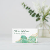 Qrコードエメラルドグリーンと金ゴールドモダン水色 名刺 (スタンド正面)