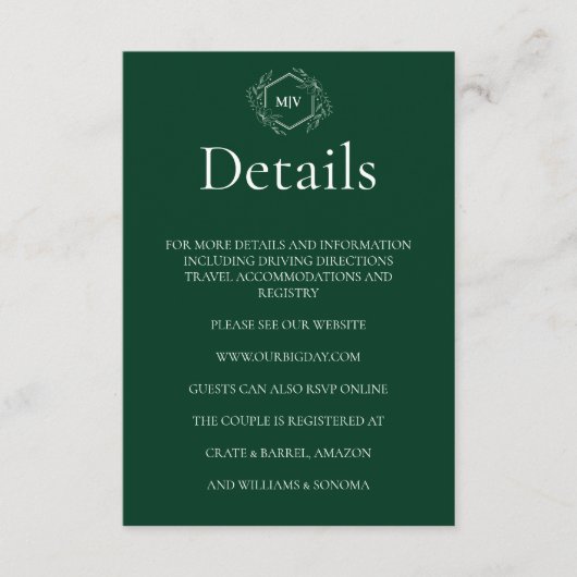 QRコードエメラルドグリーンエンクロージャカード詳細 エンクロージャーカード (正面)