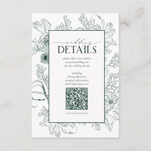 QRコードエメラルドグリーン結婚フローラ詳細 エンクロージャーカード (正面)