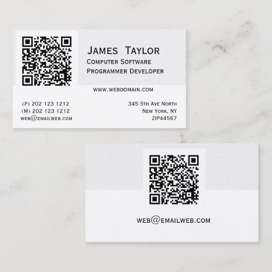 QRコードエレガントなコンピュータ・プログラマー|のプロフェッショナル 名刺 (正面/裏面)