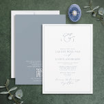 QRコードエレガントほこりっぽい青い書道モノグラム 招待状<br><div class="desc">あなた結婚のステージは一生に一度のお祝いのために設定し、すべては完璧な招待で始まる。このダスティエレガントブルー書道モノグラム結婚式招待状は、楽にエレガンスと時間を超えた洗練を醸し出している。手書きモダンで作られたこのカードは、お客様の最も目の利く人を喜ばせる芸術的な外観を持つ。シンプルの埃っぽい青と白のデザインは、あなたの特別な日のトーンを設定救済する楽に古典的な招待を作成する。しかし、それだけではない – この美しいカードを裏返すと、あなたのウェブサイトに直接あなたのゲストを取るためにスキャンすることができ便利なQRコードを見つけることができ結婚るパーソナライズされた。彼らは1つの領域ですべての詳細にアクセスすることができる。この合理化された機能素晴らしは保、RSVPのトラックと与え、式典、披露宴の場所、写真など多くの簡単間のナビゲーション情報を提供します。完全モダンに伝統とスタイルを保持し、この1つの種類のモノグラムの結婚式招待状は、あなたの記憶するイベントであることを確認する！一致連絡製品の設計者。著作権Anastasia Surridge for エレガント招待状，全著作権所有。</div>