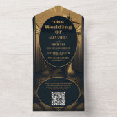 QRコードエレガントアールデコ結婚Peacocks オールインワン招待状 (内側)