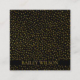 QRコードエレガントゴールデンドットのパターンモダン スクエア名刺