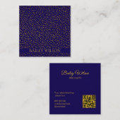 QRコードエレガントゴールデンドットのパターンモダン スクエア名刺 (正面/裏面)