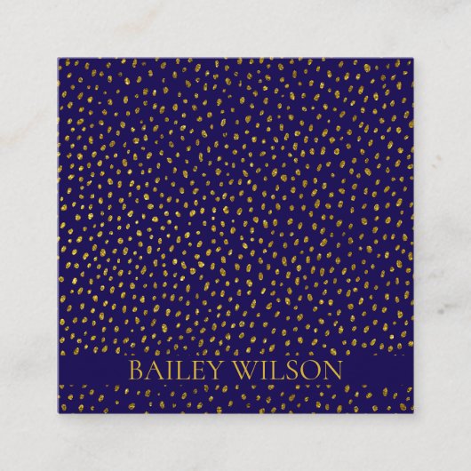 QRコードエレガントゴールデンドットのパターンモダン スクエア名刺 (正面)