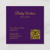 QRコードエレガントゴールデンドットのパターンモダン スクエア名刺 (裏面)