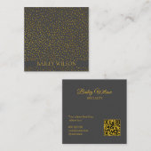 QRコードエレガントゴールデンドットのパターンモダン スクエア名刺 (正面/裏面)