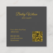 QRコードエレガントゴールデンドットのパターンモダン スクエア名刺 (裏面)