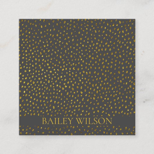 QRコードエレガントゴールデンドットのパターンモダン スクエア名刺 (正面)
