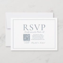 QRコードエレガントダスティブルークラシックスクリプトRSVP 出欠カード