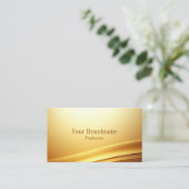 QRコードエレガントノーブル付き金ゴールドベージュ曲線デコール 名刺 (スタンド正面)