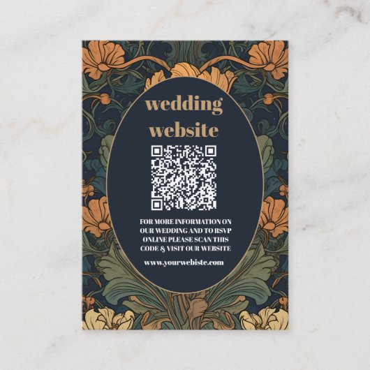 qrコードエレガントフローラアールヌーボー結婚ズ エンクロージャーカード (正面)