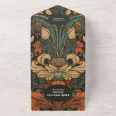 QRコードエレガントフローラアールヌーボー結婚ズ オールインワン招待状 (外側)