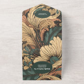 QRコードエレガントフローラアールヌーボー結婚ズ オールインワン招待状 (外側)