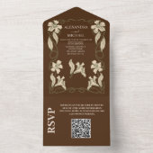 Qrコードエレガントフローラアールヌーボー結婚t オールインワン招待状 (内側)