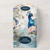 QRコードエレガントフローラピーコックチノイ結婚ズリー オールインワン招待状 (外側)