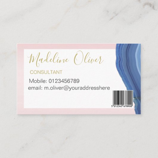 QRコードエレガントプロフェッショナル宝石ブルーピンク 名刺 (裏面)