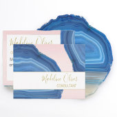 QRコードエレガントプロフェッショナル宝石ブルーピンク 名刺