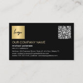 QRコードエレガントプロフェッショナル金ゴールドカスタムロゴ 名刺 (正面)