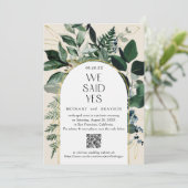 QRコードエレガントベージュモダンボ結婚タニック 案内状 (スタンド正面)