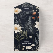 QRコードエレガントボホワイルドフラワー結婚 オールインワン招待状 (外側)