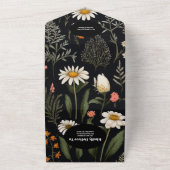 QRコードエレガントボホワイルドフラワー結婚 オールインワン招待状 (外側)