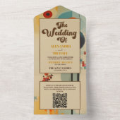 QRコードエレガントミッドセンチュリーフローラ結婚 オールインワン招待状 (内側)