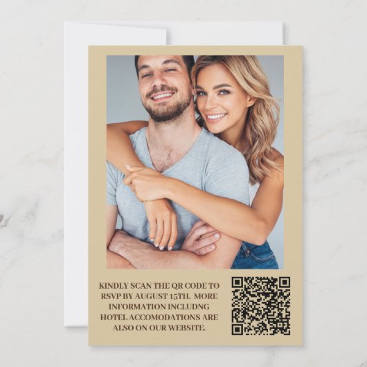 QRコードエレガントミッドセンチュリーフローラ結婚 招待状 (裏面)