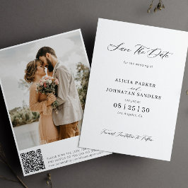 QRコードエレガントミニマリスト結婚写真 セーブザデート